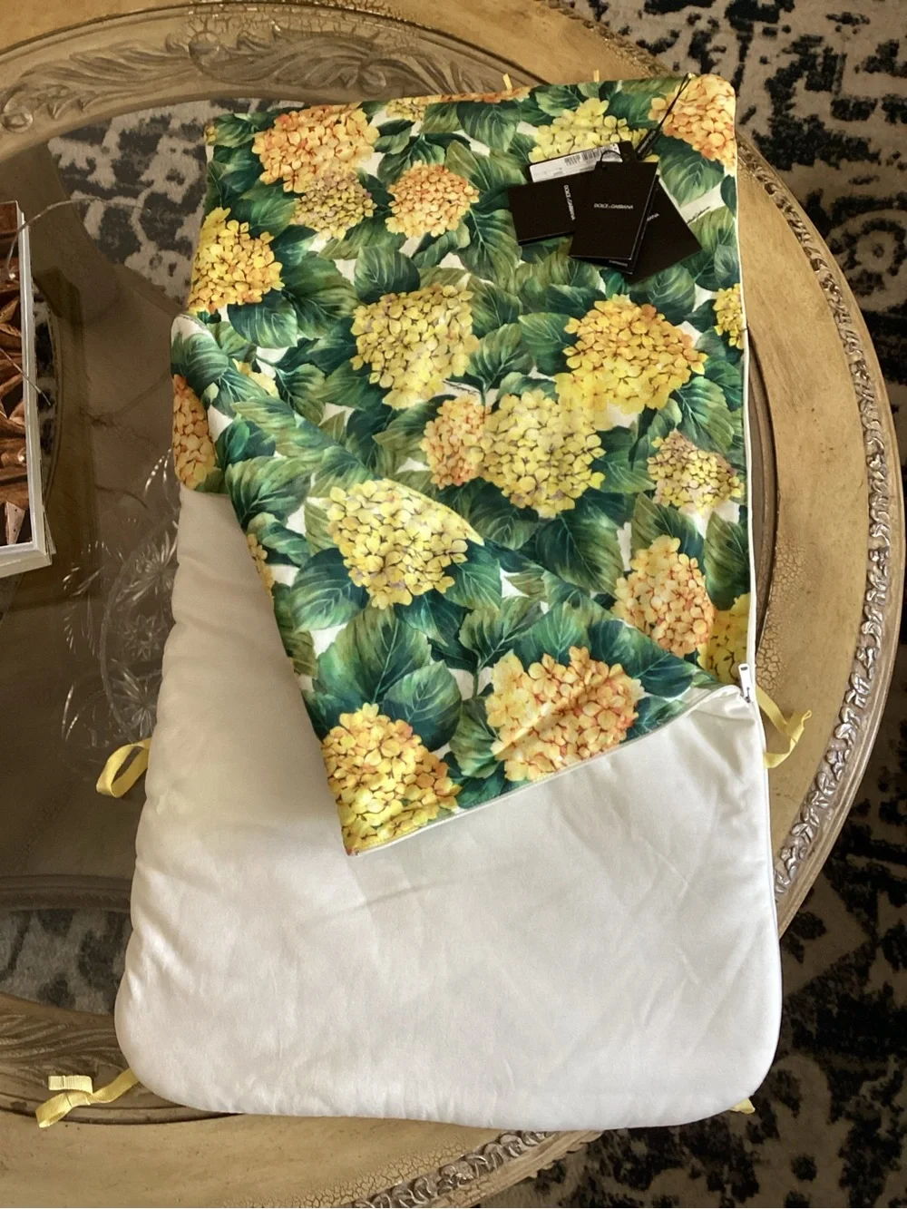 Dolce & Gabbana White and Yellow and Green Floral Kids Sleeping Bag